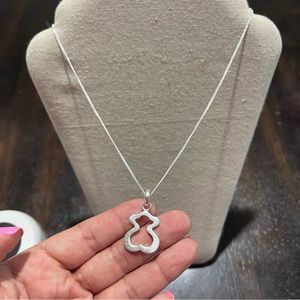 18” Sterling Silver Necklace + Bear Pendant 🧸